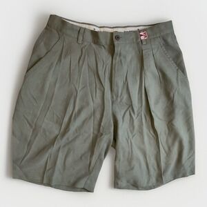 Tommy Bahama Silk Shorts Men's Size 34 Pleat Khaki Green Preppy‎ Beach Resort